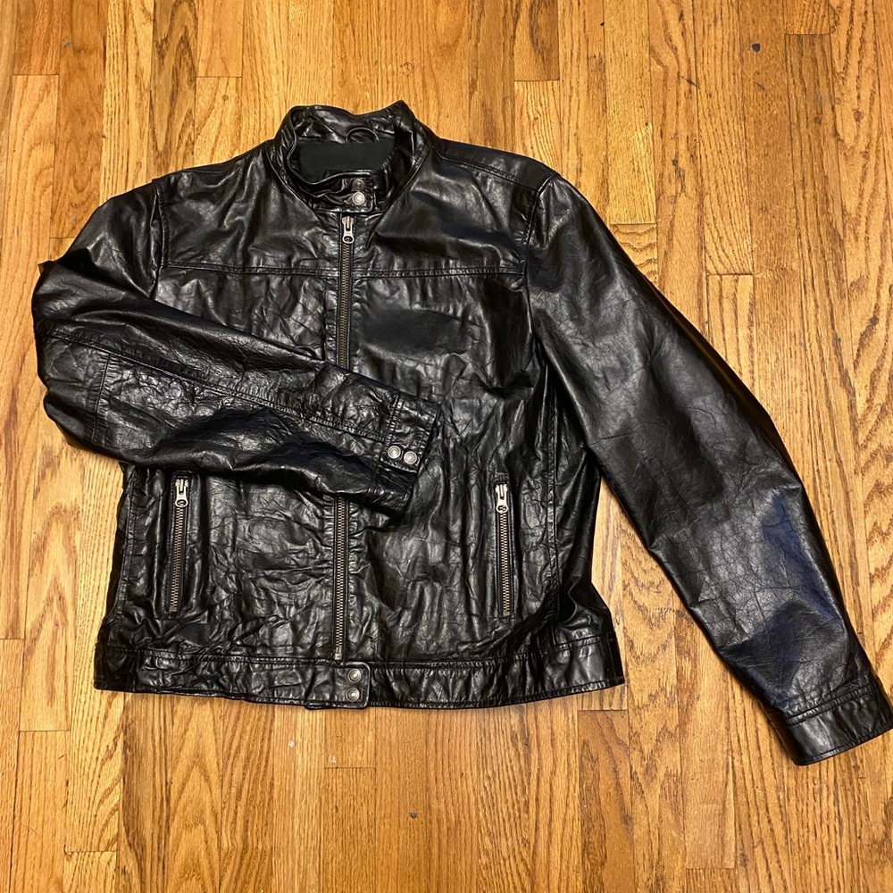 GAP Black Leather Motorcycle Jacket